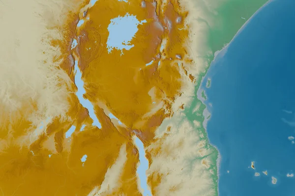 Area Estesa Della Tanzania Mappa Topografica Rilievo Rendering — Foto Stock