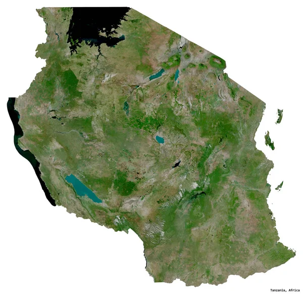 Forma Della Tanzania Con Sua Capitale Isolata Sfondo Bianco Immagini — Foto Stock