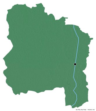 Tayland 'ın başkenti Ang Thong' un beyaz arka planda izole edilmiş hali. Topografik yardım haritası. 3B görüntüleme