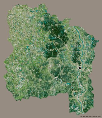 Tayland 'ın başkenti Ang Thong' un katı renk arkaplanı ile izole edilmiş hali. Uydu görüntüleri. 3B görüntüleme