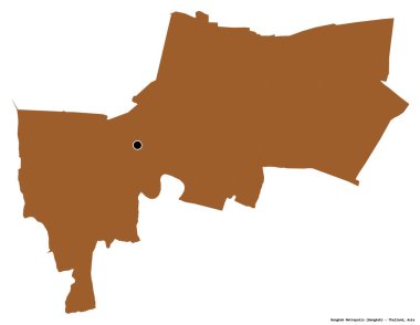 Tayland 'ın başkenti Bangkok Metropolis' in beyaz arka planda izole edilmiş hali. Desenli dokuların bileşimi. 3B görüntüleme