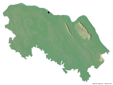 Tayland 'ın başkenti Bueng Kan' ın beyaz arka planda izole edilmiş hali. Topografik yardım haritası. 3B görüntüleme