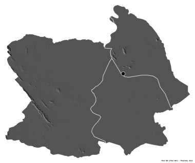 Tayland 'ın başkenti Chai Nat' ın beyaz arka planda izole edilmiş hali. Çift seviyeli yükseklik haritası. 3B görüntüleme