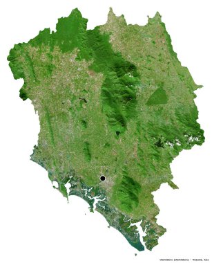 Tayland 'ın Chanthaburi eyaleti, başkenti beyaz arka planda izole edilmiştir. Uydu görüntüleri. 3B görüntüleme