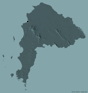 Tayland 'ın başkenti Chon Buri' nin katı renk arkaplanı ile izole edilmiş hali. Renkli yükseklik haritası. 3B görüntüleme