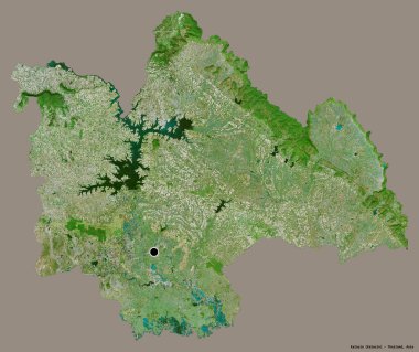 Tayland 'ın Kalasin eyaleti, başkenti katı renk arkaplanı ile izole edilmiştir. Uydu görüntüleri. 3B görüntüleme