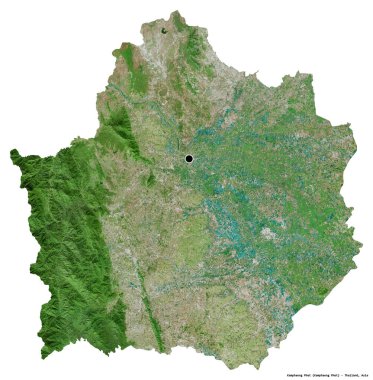 Tayland 'ın başkenti Kamphaeng Phet' in beyaz arka planda izole edilmiş hali. Uydu görüntüleri. 3B görüntüleme