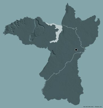 Tayland 'ın başkenti Khon Kaen' in katı renk arkaplanı ile izole edilmiş hali. Renkli yükseklik haritası. 3B görüntüleme