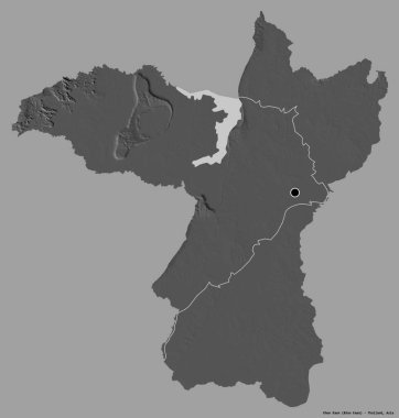 Tayland 'ın başkenti Khon Kaen' in katı renk arkaplanı ile izole edilmiş hali. Çift seviyeli yükseklik haritası. 3B görüntüleme