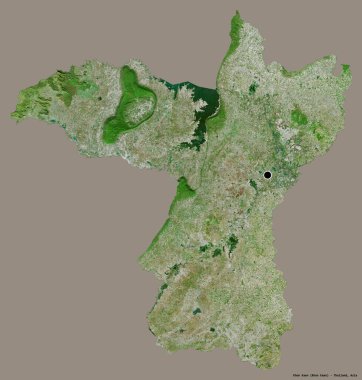 Tayland 'ın başkenti Khon Kaen' in katı renk arkaplanı ile izole edilmiş hali. Uydu görüntüleri. 3B görüntüleme