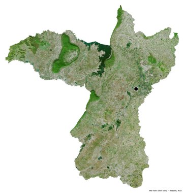 Tayland 'ın başkenti Khon Kaen' in beyaz arka planda izole edilmiş hali. Uydu görüntüleri. 3B görüntüleme