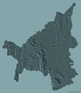 Tayland 'ın Loei eyaleti, başkenti katı renk arkaplanı ile izole edilmiştir. Renkli yükseklik haritası. 3B görüntüleme