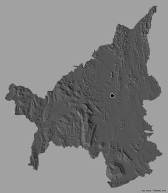 Tayland 'ın Loei eyaleti, başkenti katı renk arkaplanı ile izole edilmiştir. Çift seviyeli yükseklik haritası. 3B görüntüleme