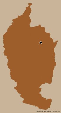 Tayland 'ın Maha Sarakham eyaleti, başkenti katı renk arkaplanı ile izole edilmiştir. Desenli dokuların bileşimi. 3B görüntüleme