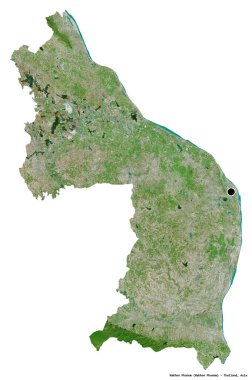 Tayland 'ın Nakhon Phanom eyaleti, başkenti beyaz arka planda izole edilmiştir. Uydu görüntüleri. 3B görüntüleme