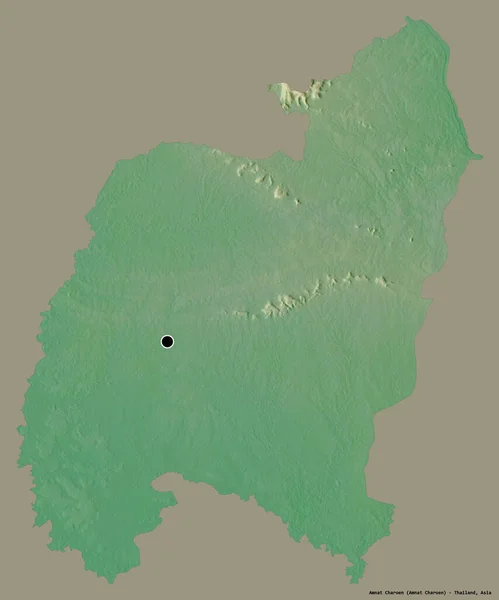 タイの省であるアムナットチャロンの形で その首都はしっかりとした色の背景に隔離されています 地形図 3Dレンダリング — ストック写真