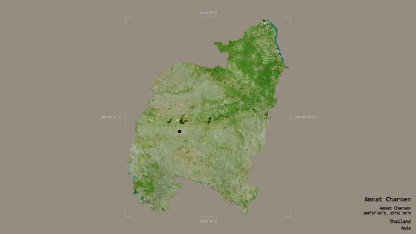 泰国Amnat Charoen地区 在一个地理参照框的坚实背景上被隔离 卫星图像 3D渲染 — 图库照片