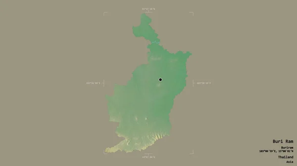 タイの省 ラムの地域は 洗練された境界ボックス内の強固な背景に隔離されています ラベル 地形図 3Dレンダリング — ストック写真