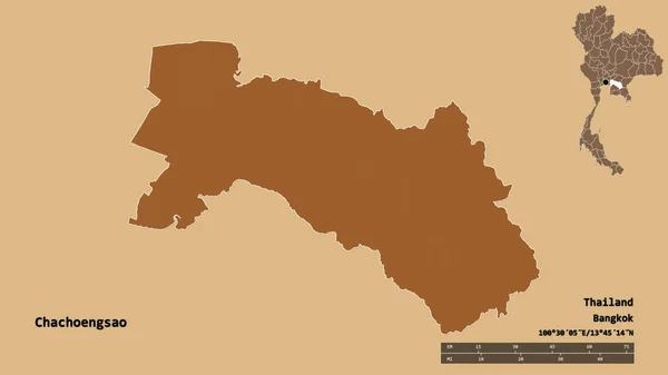 Forma Chachoengsao Provincia Tailandia Con Capital Aislada Sobre Fondo Sólido — Foto de Stock