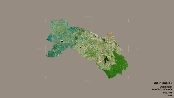 Area Chachoengsao Province Thailand Isolated Solid Background Georeferenced Bounding Box — Stock Photo, Image