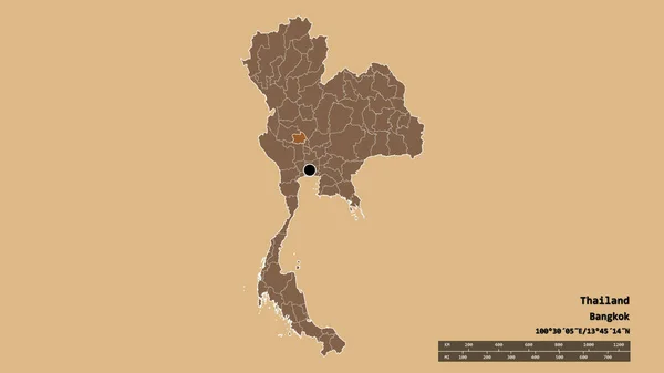 主要な地域部門と分離チャイナットエリアとタイの荒廃した形状 ラベル パターン化されたテクスチャの構成 3Dレンダリング — ストック写真