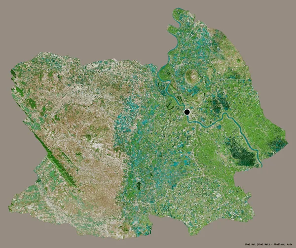 泰国柴纳特的形状 其首都以纯色背景隔离 卫星图像 3D渲染 — 图库照片