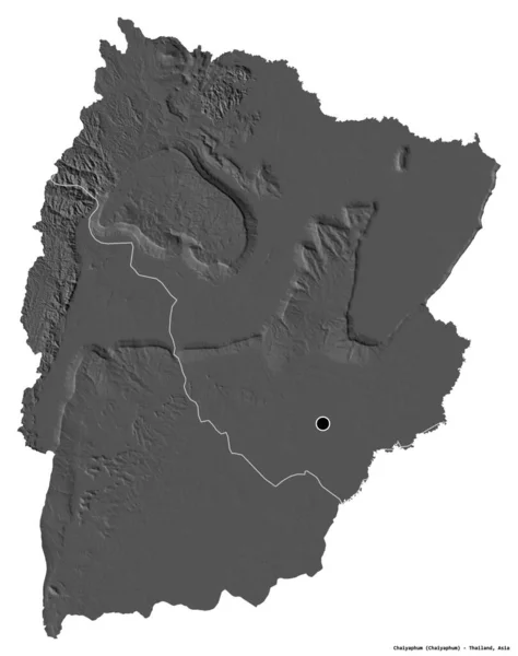 Tvar Chaiyaphum Provincie Thajsko Hlavním Městem Izolovaným Bílém Pozadí Mapa — Stock fotografie