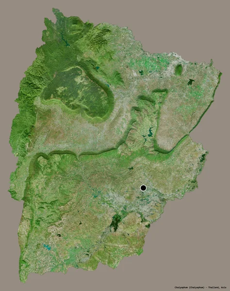 泰国查亚普拉姆的形状 其首都以纯色背景隔离 卫星图像 3D渲染 — 图库照片