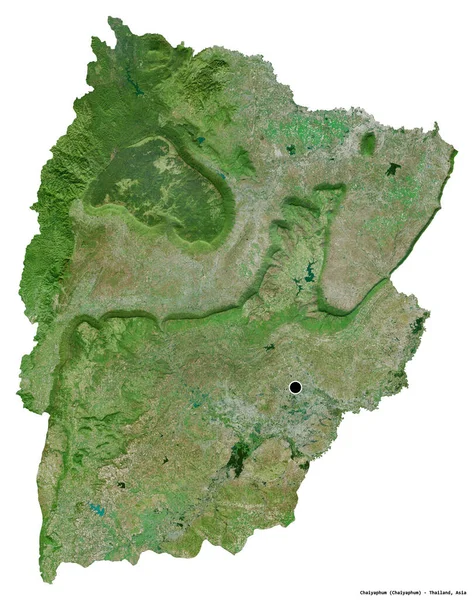 タイの省であるChaiyaphumの形で 首都は白い背景に隔離されています 衛星画像 3Dレンダリング — ストック写真