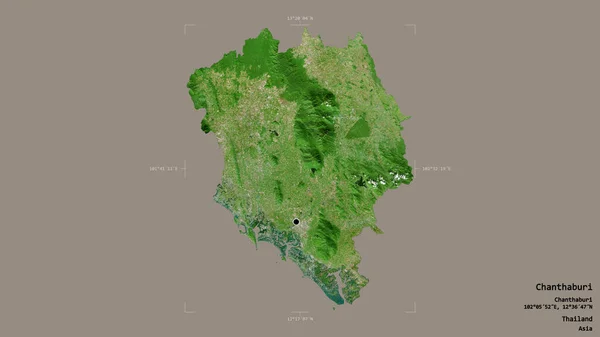 Area Chanthaburi Province Thailand Isolated Solid Background Georeferenced Bounding Box — Stock Photo, Image