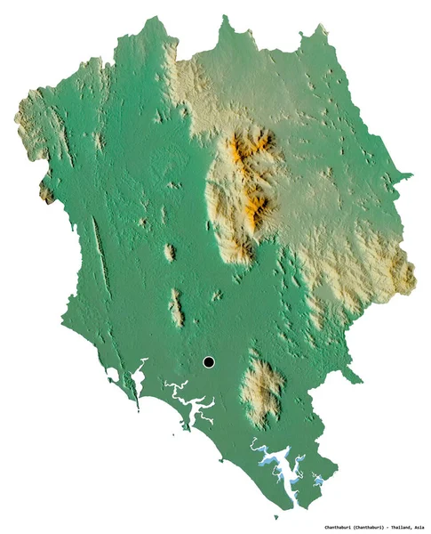 Forme Chanthaburi Province Thaïlande Avec Capitale Isolée Sur Fond Blanc — Photo