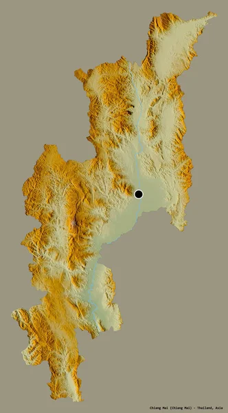 タイの省チェンマイの形で その首都はしっかりとした色の背景に隔離されています 地形図 3Dレンダリング — ストック写真