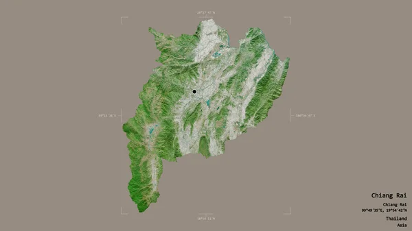 泰国清莱地区 在一个地理参考方块中 背景坚实 与世隔绝 卫星图像 3D渲染 — 图库照片