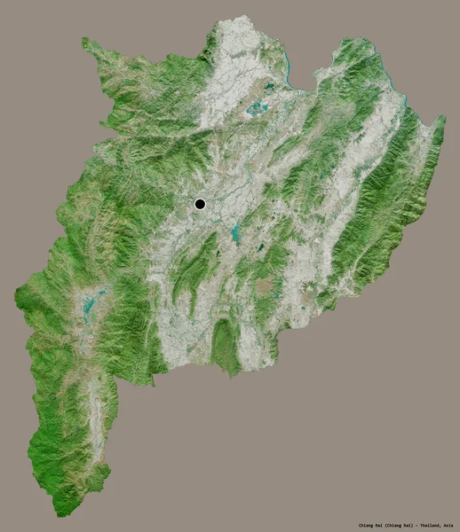 泰国清莱的形状 其首都以纯色背景隔离 卫星图像 3D渲染 — 图库照片