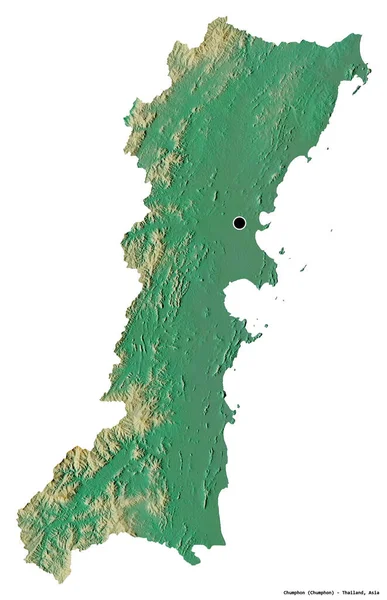 泰国川顿的形状 其首都被白色背景隔离 地形浮雕图 3D渲染 — 图库照片