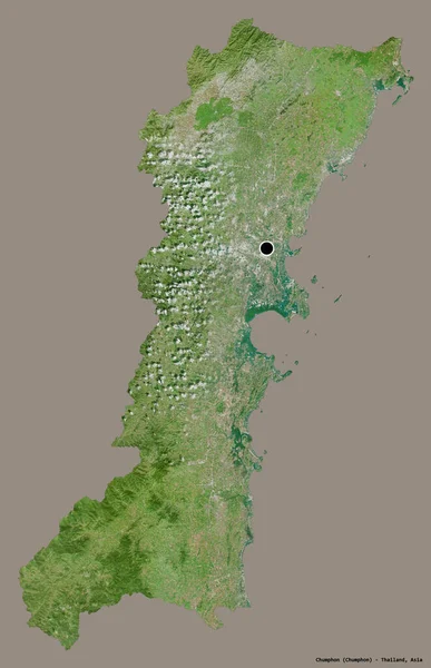 Форма Chumphon Провинция Таиланд Столицей Изолированы Прочном Цветном Фоне Спутниковые — стоковое фото