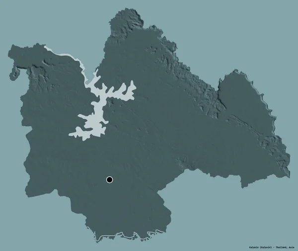 泰国卡拉辛省的形状 其首都以纯色背景隔离 彩色高程图 3D渲染 — 图库照片