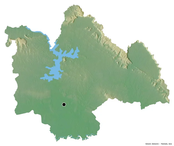 Alakja Kalasin Thaiföld Tartomány Főváros Elszigetelt Fehér Alapon Topográfiai Domborzati — Stock Fotó