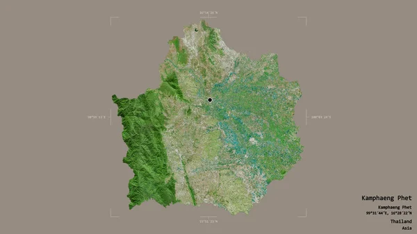 タイの省 カンファン ペットのエリアは 洗練された境界ボックス内の強固な背景に隔離されています ラベル 衛星画像 3Dレンダリング — ストック写真