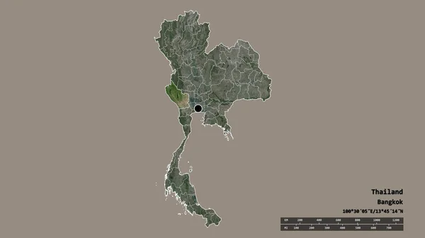 Forma Desnaturalizada Tailandia Con Capital División Regional Principal Zona Separada — Foto de Stock