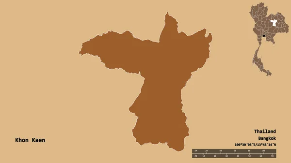 Kształt Khon Kaen Prowincja Tajlandii Stolicą Odizolowaną Solidnym Tle Skala — Zdjęcie stockowe