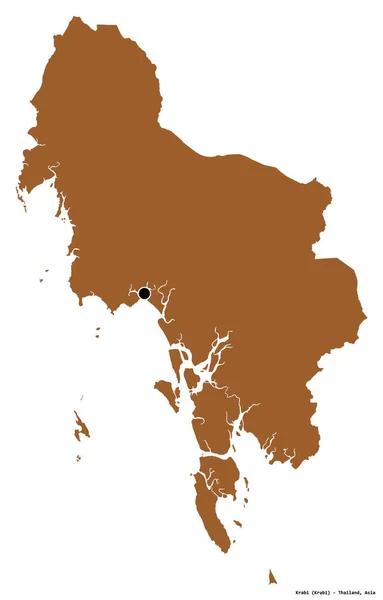 Form Krabi Provinsen Thailand Med Dess Huvudstad Isolerad Vit Bakgrund — Stockfoto
