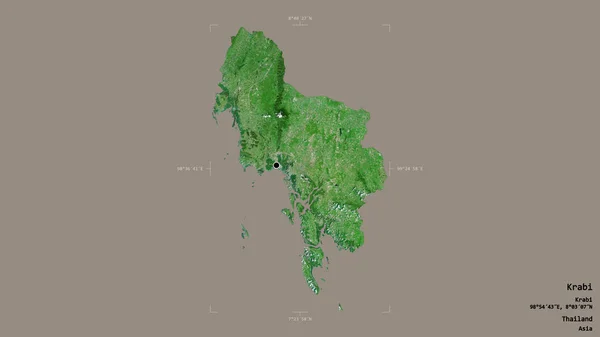 Obszar Krabi Prowincja Tajlandii Odizolowany Solidnym Tle Georeferencyjnym Polu Granicznym — Zdjęcie stockowe