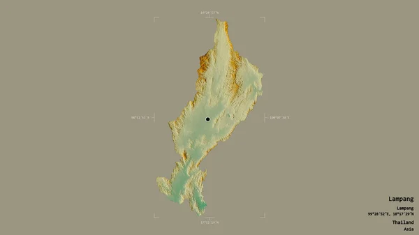 泰国兰榜地区 在一个地理参考方块中 背景坚实 与世隔绝 地形浮雕图 3D渲染 — 图库照片