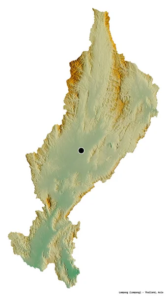 Форма Лампанга Провинция Таиланд Столицей Изолированной Белом Фоне Топографическая Карта — стоковое фото