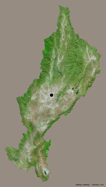 タイの省 ランパンの形状は その首都は 固体色の背景に隔離されています 衛星画像 3Dレンダリング — ストック写真