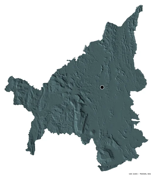 Forma Loei Provincia Tailandia Con Capital Aislada Sobre Fondo Blanco — Foto de Stock