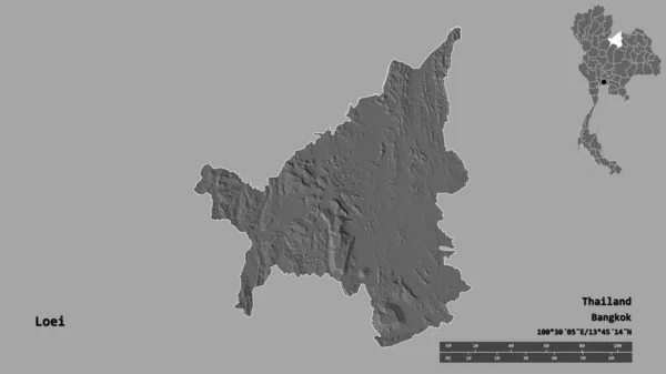 Форма Лоеї Провінція Таїланд Столицею Ізольованою Твердому Тлі Масштаб Відстаней — стокове фото