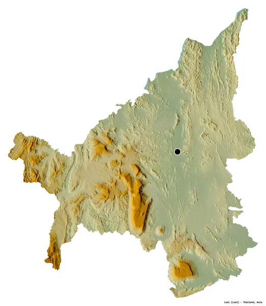 Tvar Loei Provincie Thajsko Hlavním Městem Izolovaným Bílém Pozadí Topografická — Stock fotografie