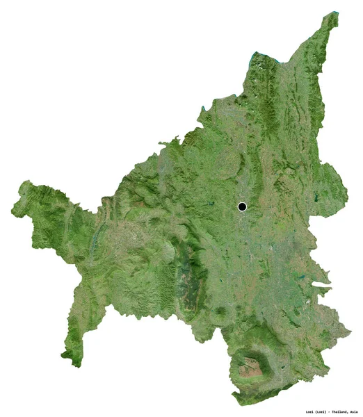 泰国洛埃的形状 其首都被白色背景隔离 卫星图像 3D渲染 — 图库照片